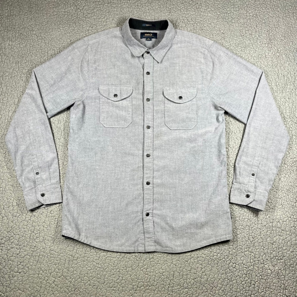 Roark Revival Button Down Shirt Long Sleeve Mens Sz M Grey Organic Cotton Blend